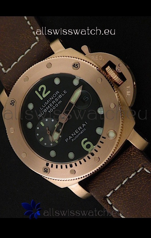 IMG_9085 Panerai Luminor Submersible 1000M Automatic Rose Gold in Black Dial Replica 2
