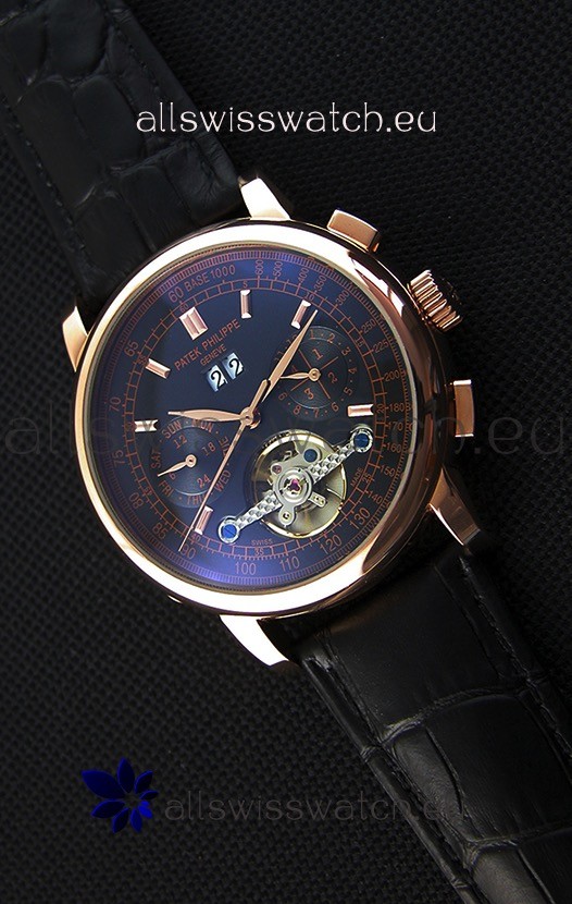 IMG_9085 Patek Philippe Tourbillon in Pink Gold Case Black dial Replica 2