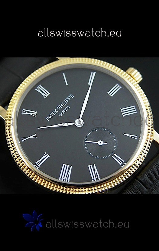 IMG_9085 Patek Philippe Calatrava Manual Hand Wind in Black Dial Replica 2