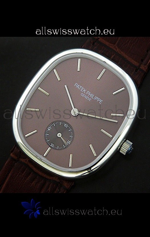 IMG_9085 Patek Philippe Mens Golden Elipse in Brown Dial Replica 2