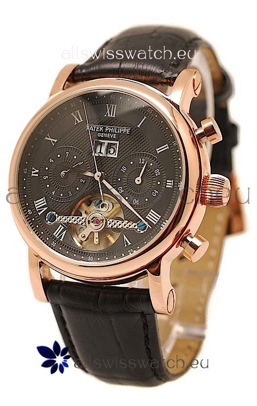 IMG_9085 Patek Philippe Grand Complications Tourbillon Gold in Black Dial Replica 2