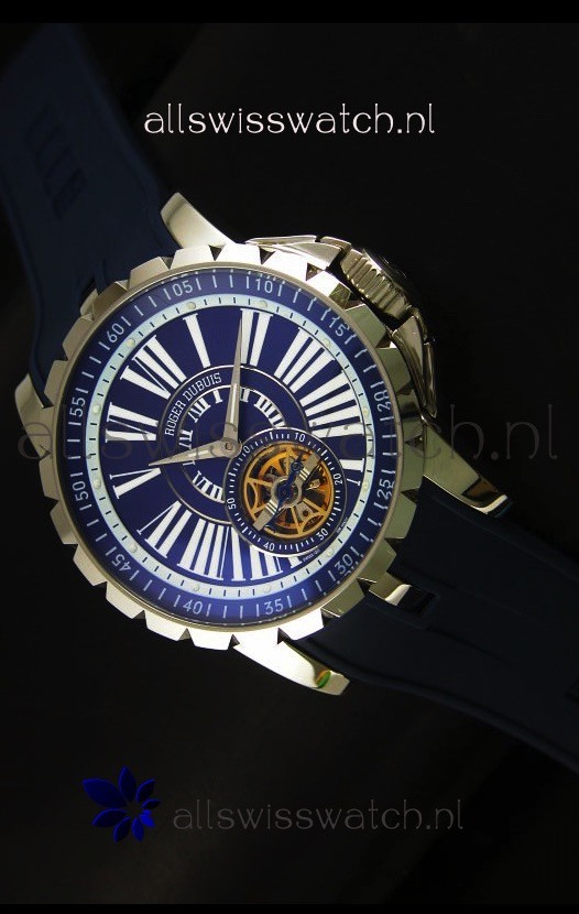 IMG_9085 Roger Dubuis Excalibur Tourbillon Movement - Blue Dial Replica 2