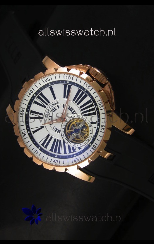 IMG_9085 Roger Dubuis Excalibur Tourbillon - Rose Gold Plating White Dial Replica 2