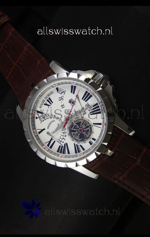 IMG_9085 Roger Dubuis Excalibur Calendar in White Dial Replica 2