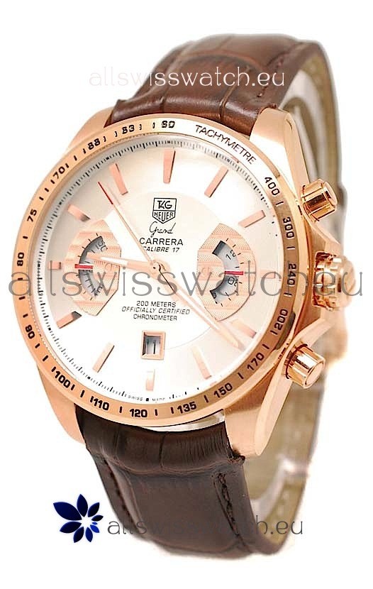 IMG_9085 Tag Heuer Grand Carrera Gold in White Dial Replica 2