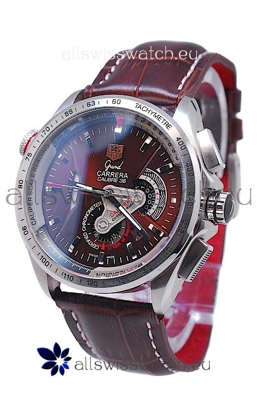 IMG_9085 Tag Heuer Grand Carrera Calibre 36 Automatic in Brown Face Replica 2