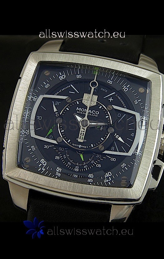 IMG_9085 Tag Heuer Monaco Mikrograph in Black/Green Strap Replica 2