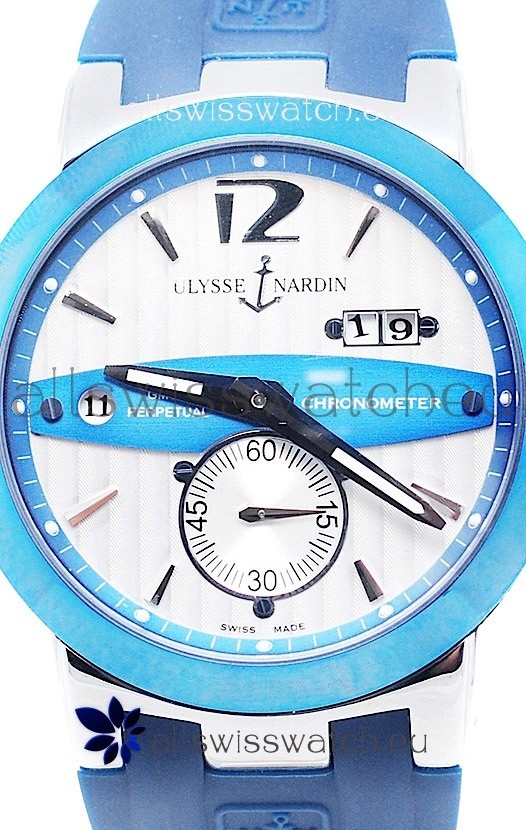 IMG_9085 Ulysse Nardin Executive Dual Time in Persian Blue Bezel Replica 2