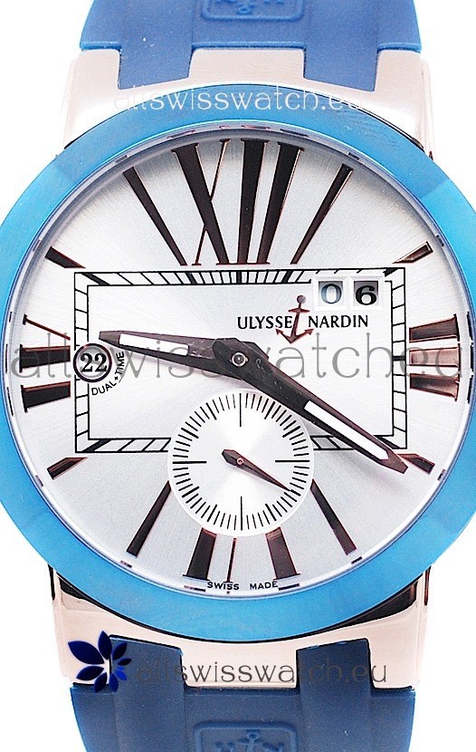 IMG_9085 Ulysse Nardin Executive Dual Time in Smooth Blue Bezel Replica 2