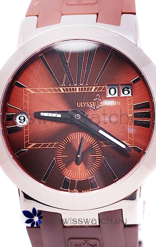 IMG_9085 Ulysse Nardin Executive Dual Time Rose Gold in Brown Dial Replica 2
