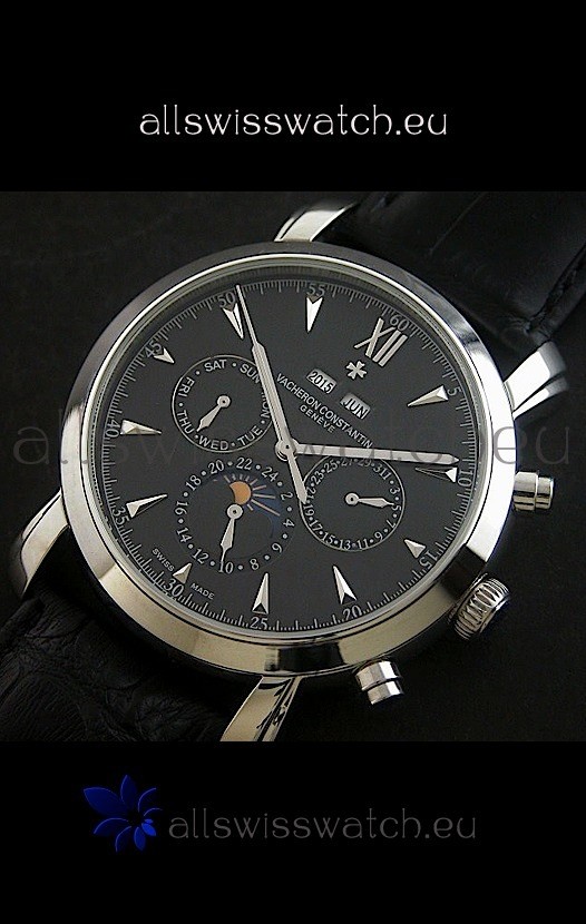 IMG_9085 Vacheron Constantin Perpetual Calendar in Black Dial Replica 2