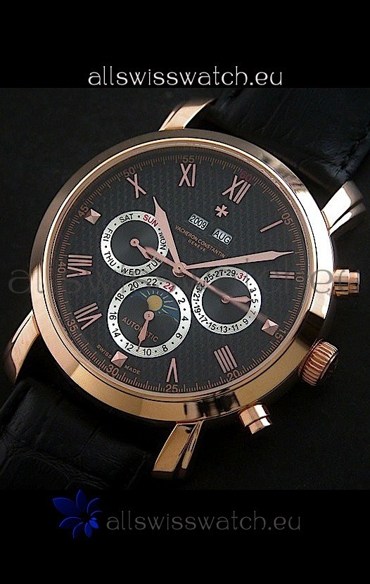 IMG_9085 Vacheron Constantin Perpetual Calendar in Black Dial Replica 2