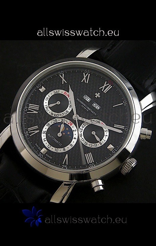 IMG_9085 Vacheron Constantin Perpetual Calendar in Black Dial Replica 2