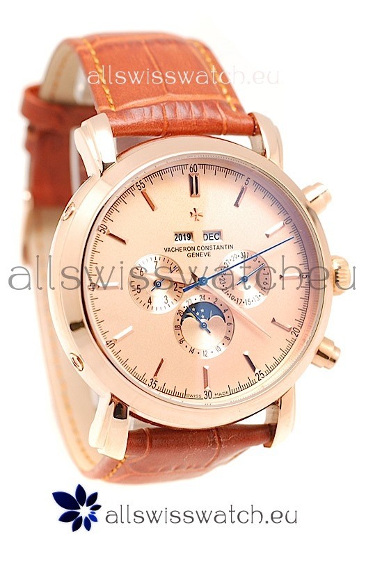 IMG_9085 Vacheron Constantin Malte Perpetual Chronograph in Brown Strap Replica 2