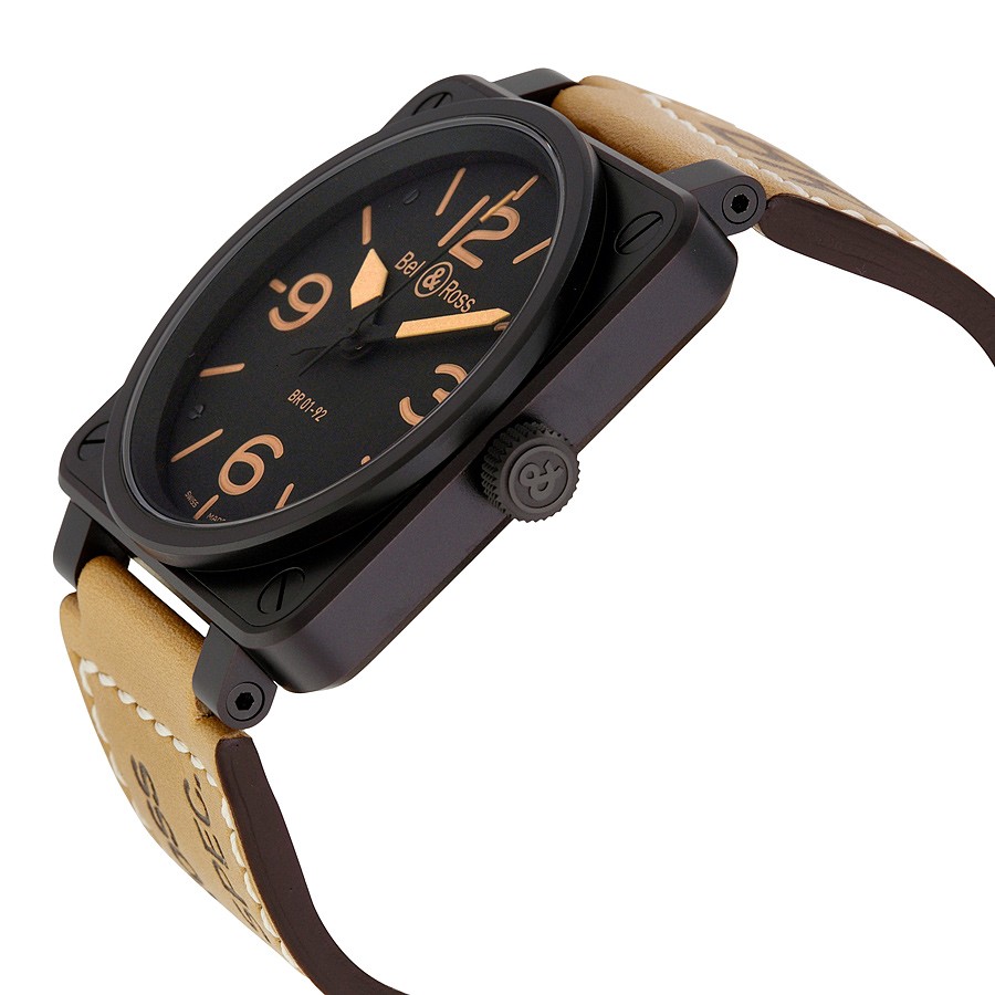 Bell & Ross BR0192-BL-HERITAGE Aviation Mens Automatic Black Ion-plated Stainless Steel Replica 2