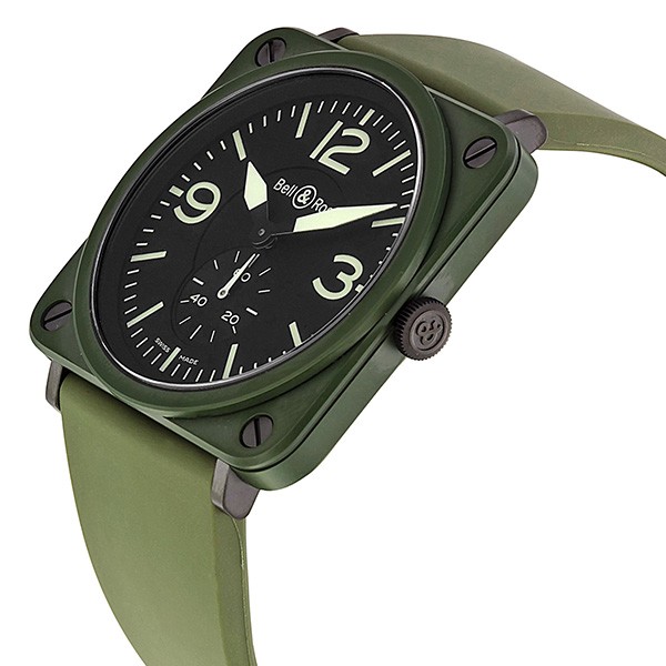 IMG_9085 Bell & Ross BRS-CERAM-MIL/SRB Aviation Mens Quartz Olive Green Ceramic and Stainless Steel Replica 2