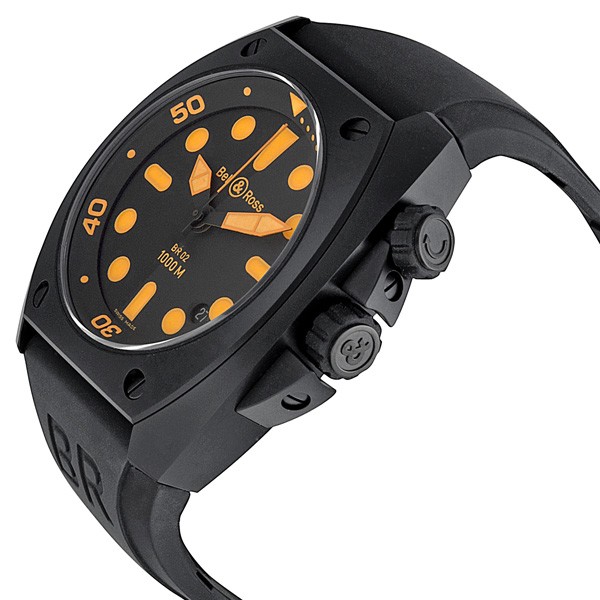 Bell & Ross BR0292-ORANGE Marine Mens Automatic Black PVD Steel Replica 2