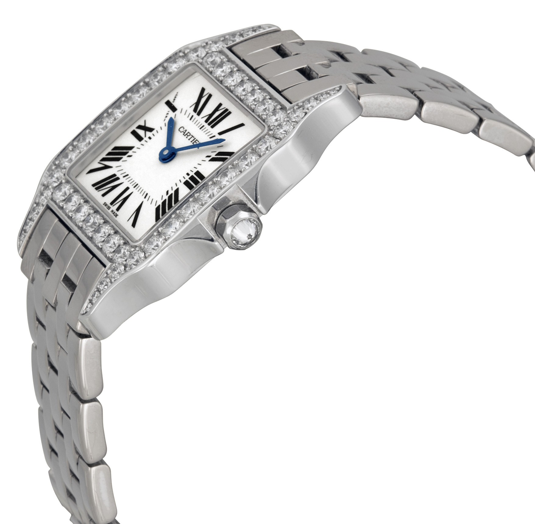IMG_9085 Cartier WF9004Y8 Santos de Cartier Ladies Quartz 18kt White Gold Replica 2