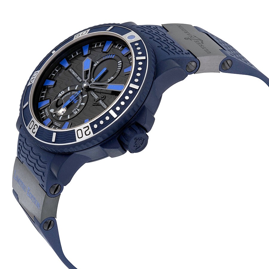 IMG_9085 Ulysse Nardin 263-97LE-3C Maxi Marine Mens Automatic Blue Rubber Clad Stainless Steel Replica 2