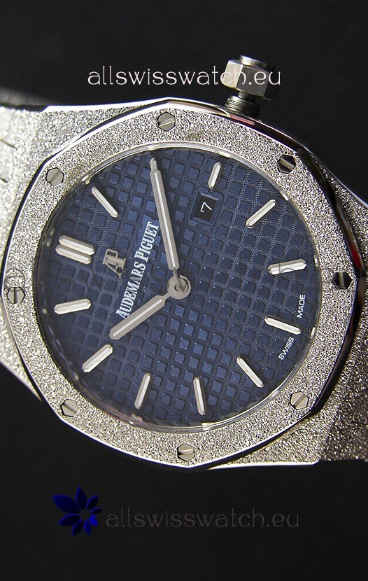 IMG_9086 Audemars Piguet Royal Oak Frosted White Gold QUARTZ Navy Blue 33MM - 1:1 Mirror 3