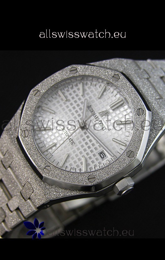 IMG_9086 Audemars Piguet Royal Oak Frosted Self-Winding White Gold White Dial 1:1 Mirror 3