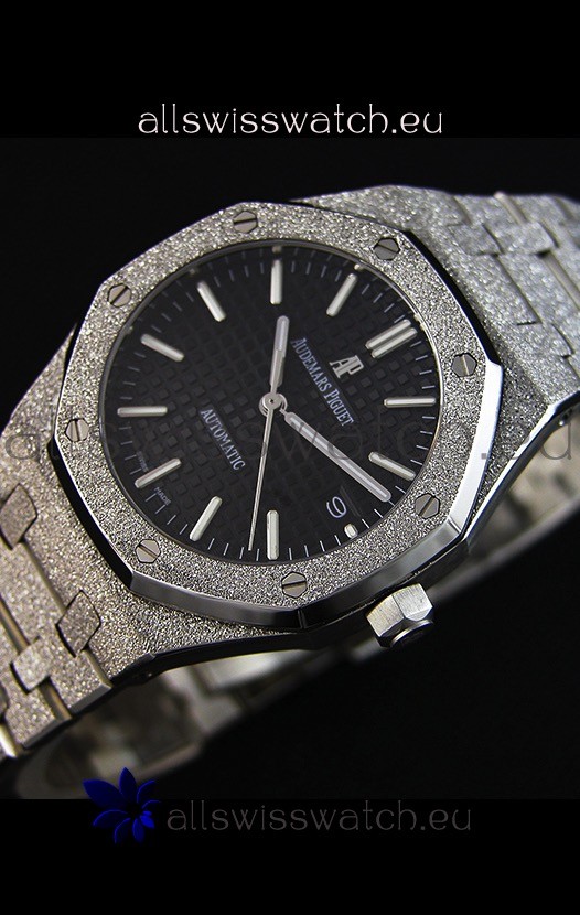 IMG_9086 Audemars Piguet Royal Oak Frosted Self-Winding White Gold Black Dial 1:1 Mirror 3