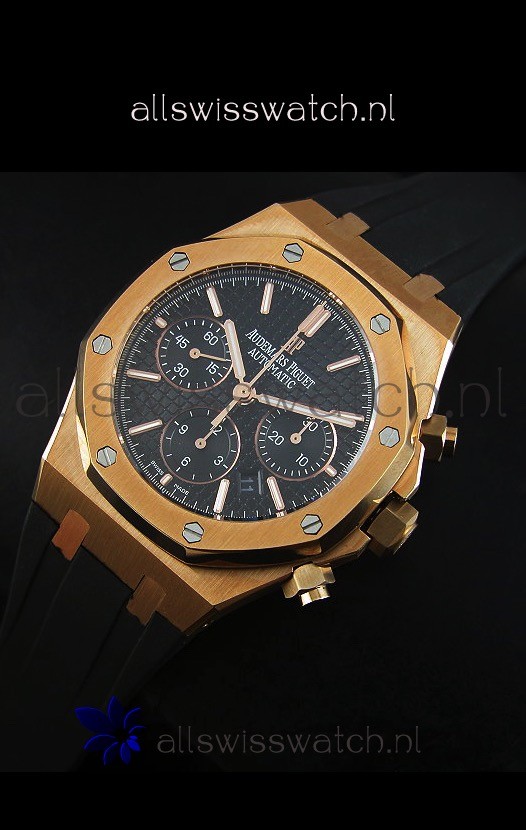 IMG_9086 Audemars Piguet Royal Oak Chronograph in Yellow Gold in Black Dial 3