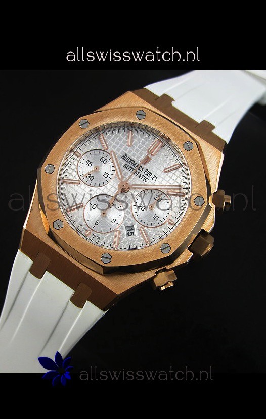 IMG_9086 Audemars Piguet Royal Oak Chronograph in Yellow Gold in Polished White Dial 3