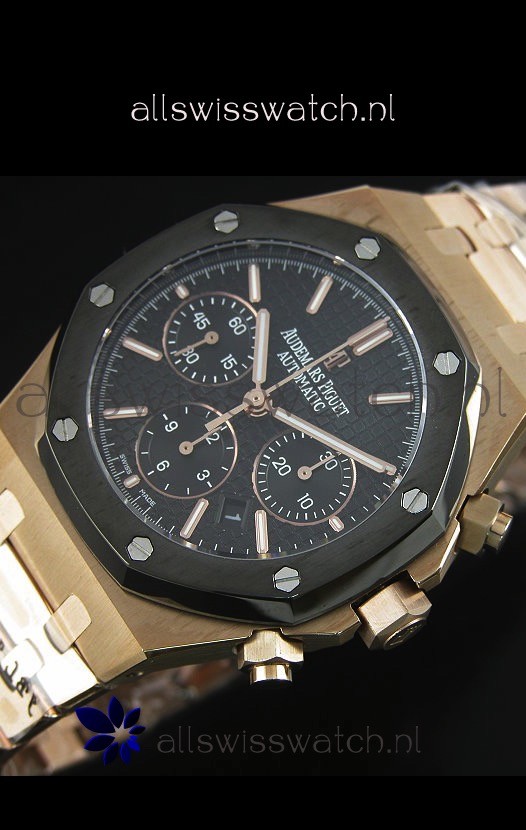 IMG_9086 Audemars Piguet Royal Oak Rose Gold in Black Textured Ceramic Dial - 1:1 Mirror 3