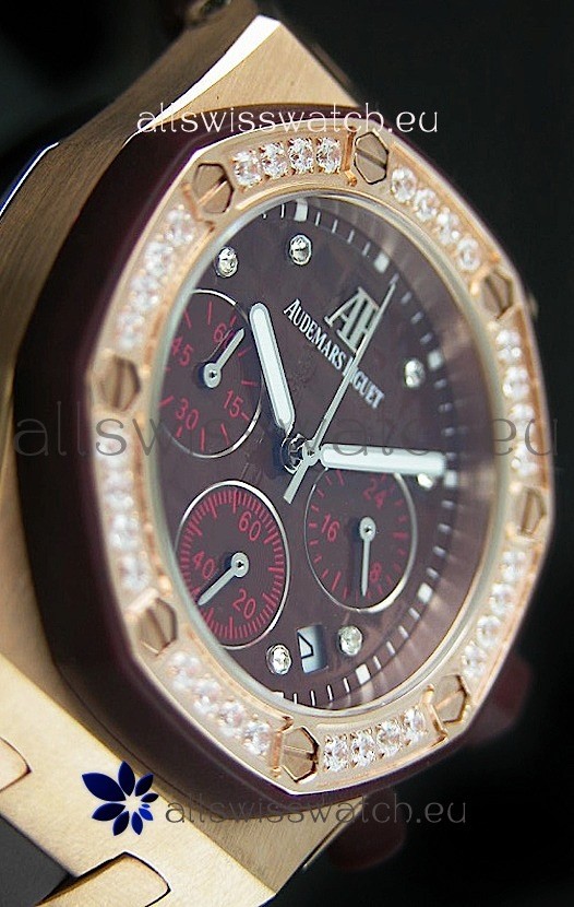 IMG_9086 Audemars Piguet Royal Oak Offshore Lady Alinghi in Maroon Checkered Dial 3