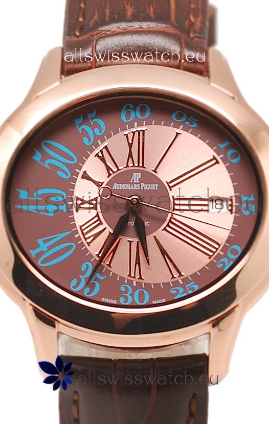 IMG_9086 Audemars Piguet Millenary Hour and Minute Swiss Rose Gold in Brown Dial 3