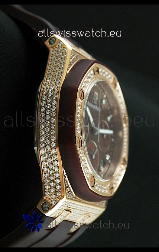IMG_9086 Audemars Piguet Royal Oak Ladies Alinghi Limited Edition Gold in Maroon Dial 3