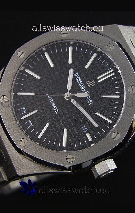 IMG_9086 Audemars Piguet Royal Oak 41MM Black Dial Steel Strap - 1:1 Mirror Ultimate Edition 3