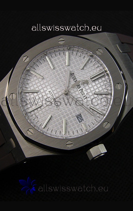 IMG_9086 Audemars Piguet Royal Oak 41MM Silver Dial Rubber Strap - 1:1 Mirror Ultimate Edition 3