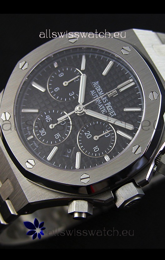 IMG_9086 Audemars Piguet Royal Oak Chronograph Black Dial Steel Strap 3