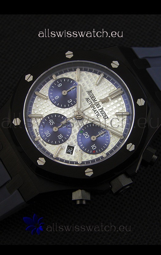 IMG_9086 Audemars Piguet Royal Oak Chronograph Silver Toned Dial Blue Subdials 3