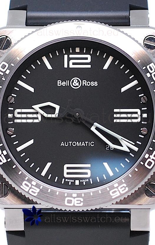 IMG_9086 Bell and Ross BR 03 Type Aviation Brushed Steel Automatic in Black Dial 3