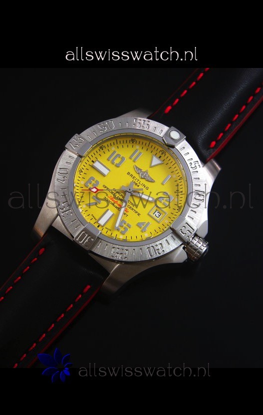 IMG_9086 Breitling Avenger II Seawolf Black Leather Strap 45MM - 1:1 Mirror 3