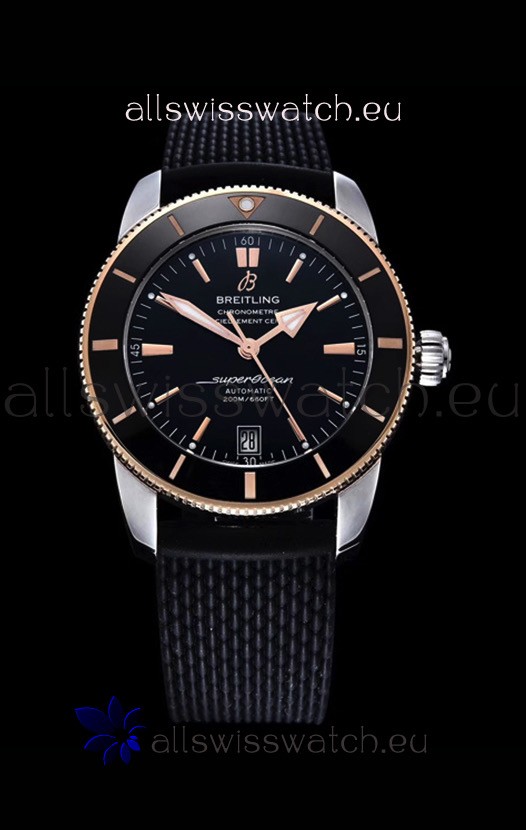 IMG_9086 Breitling SuperOcean Heritage II 44MM Black Dial Two Tone 904L Rubber Strap 1:1 Mirror 3