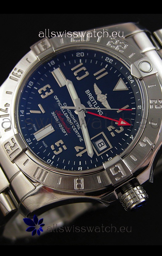 IMG_9086 Breitling Avenger II GMTin Black Dial Steel Strap 1:1 Mirror Version 3