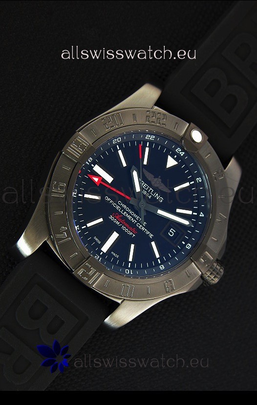IMG_9086 Breitling Avenger II BlackSteel GMTRubber Strap 1:1 Mirror 3