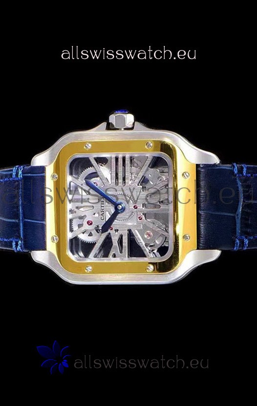 IMG_9086 Cartier Santos DUMONT Skeleton in Two Tone Bezel 3