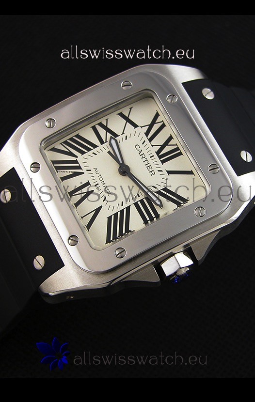 IMG_9086 Cartier Santos De Cartier 1:1 Mirror 39MM Rubber Strap 3