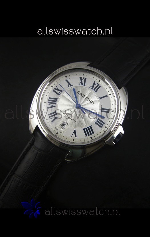 IMG_9086 Cle De Cartier 40MM Steel Case with Leather Steap - 1:1 Mirror 3