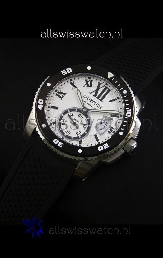IMG_9086 Calibre De Cartier 42MM White Dial Steel Case - 1:1 Mirror 3
