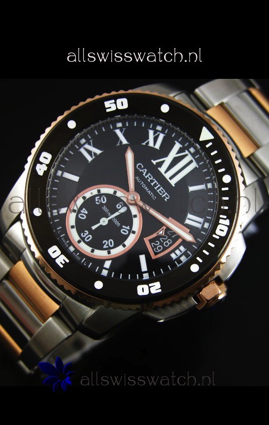 IMG_9086 Calibre De Cartier 42MM Black Dial Two Tone Case - 1:1 Mirror 3