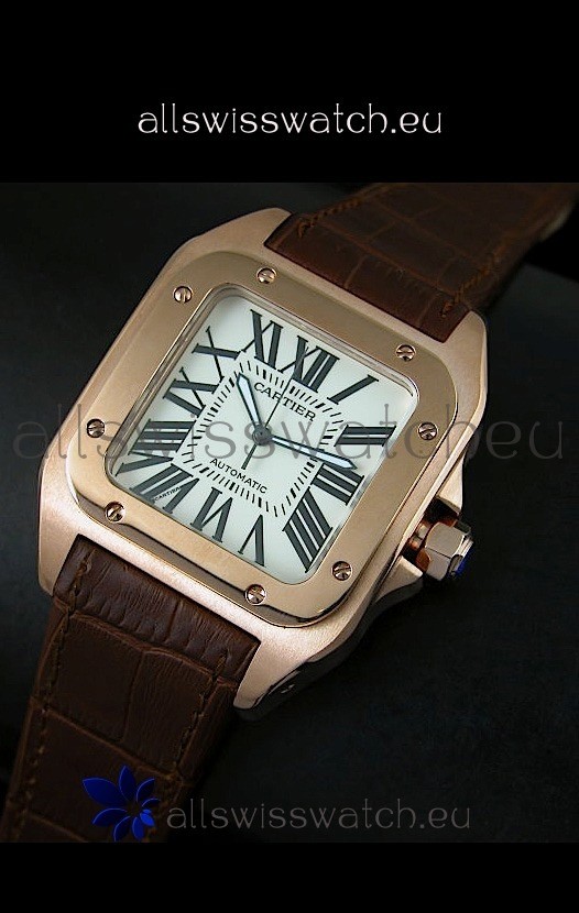 IMG_9086 Cartier Santos 100 1:1 Mirror Rose Gold 42MM 3