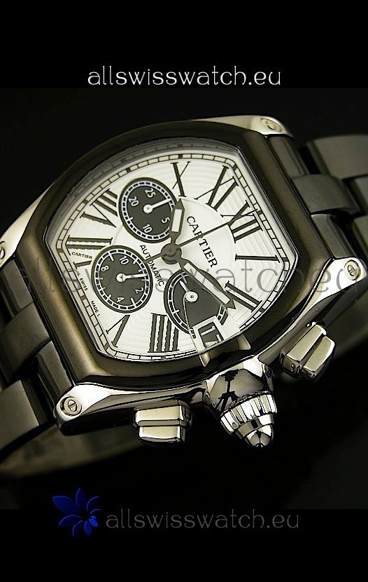 IMG_9086 Cartier Roadster Chronograph XL Original DLC Coated 1:1 Mirror 3