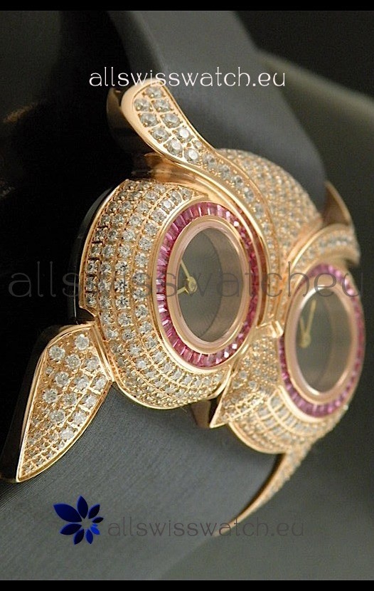 IMG_9086 Chopard Animal World Ladies Owl Black Full Diamond with Gold Plating 3