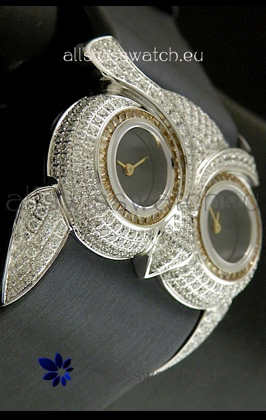 IMG_9086 Chopard Animal World Ladies Owl Black Full Diamond in Black Double Eyes Dial 3